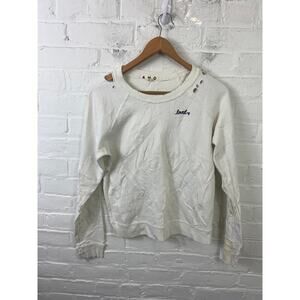 AMO Women's Crew Neck Pullover Sweater Long Sleeve Solid White Size Medium